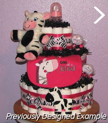 Zebra-Diaper-Cake (2).JPG - Pink Black Zebra Diaper Cake